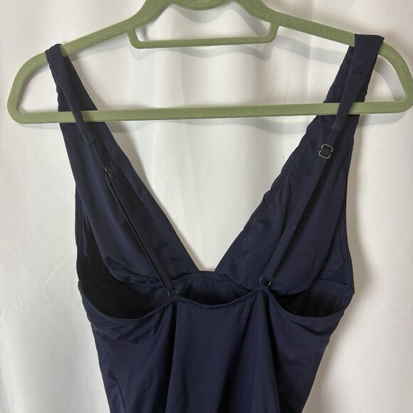 Andie Swim Sardinia One Piece Large Navy Blue Swimsuit V Neck Low Back - Picture 5 of 9
